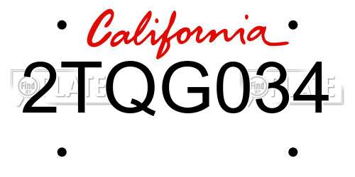 2TQG034 California License Plate