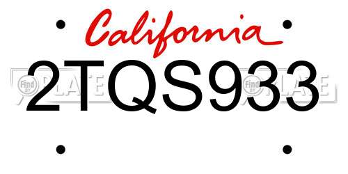2TQS933 California License Plate