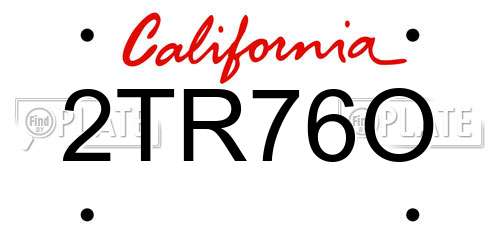 2TR76O California License Plate