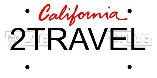 2TRAVEL California License Plate