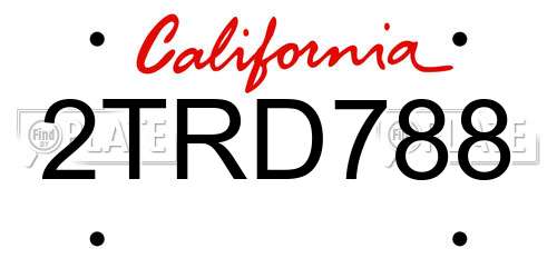 2TRD788 California License Plate