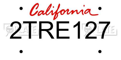 2TRE127 California License Plate