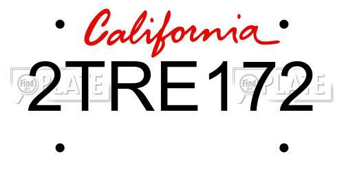 2TRE172 California License Plate