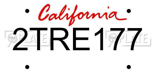 2TRE177 California License Plate