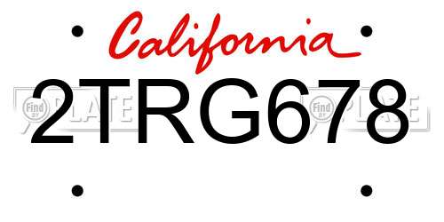2TRG678 California License Plate