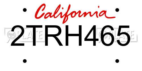 2TRH465 California License Plate