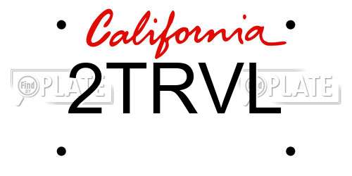 2TRVL California License Plate