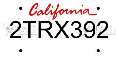2TRX392 California License Plate