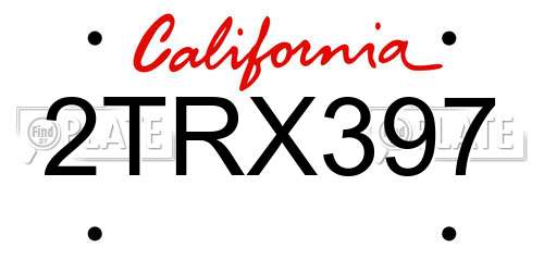 2TRX397 California License Plate