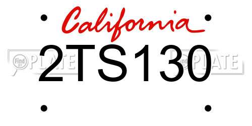2TS130 California License Plate