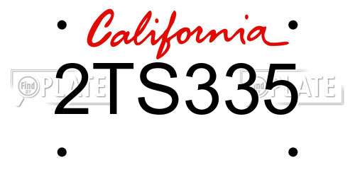 2TS335 California License Plate