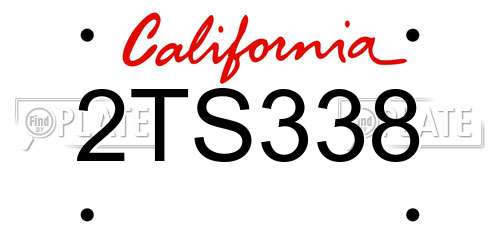 2TS338 California License Plate