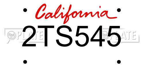 2TS545 California License Plate