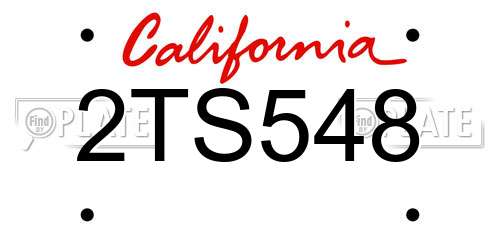 2TS548 California License Plate
