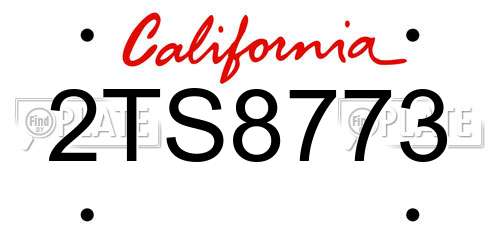 2TS8773 California License Plate
