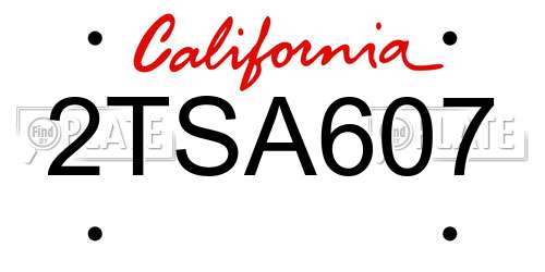 2TSA607 California License Plate