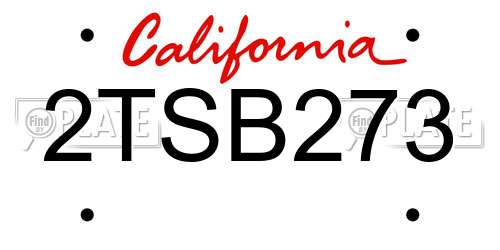 2TSB273 California License Plate
