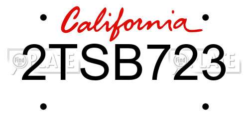 2TSB723 California License Plate