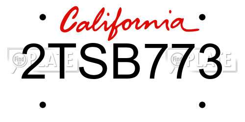 2TSB773 California License Plate