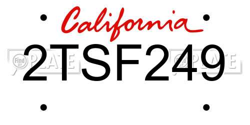 2TSF249 California License Plate