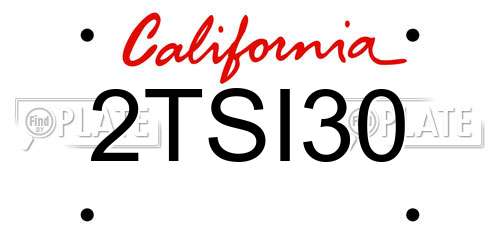 2TSI30 California License Plate