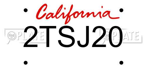2TSJ20 California License Plate