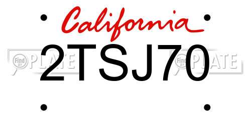2TSJ70 California License Plate
