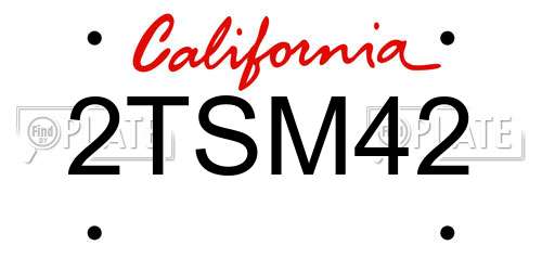 2TSM42 California License Plate