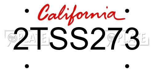 2TSS273 California License Plate