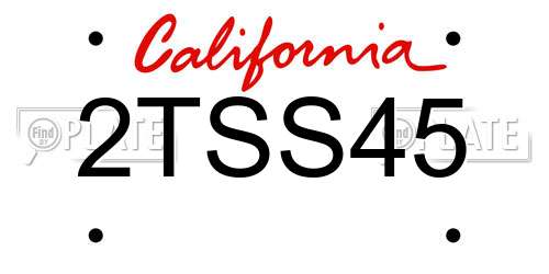2TSS45 California License Plate