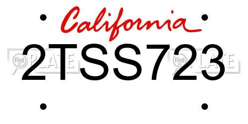 2TSS723 California License Plate
