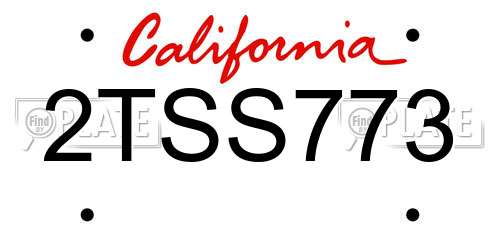 2TSS773 California License Plate