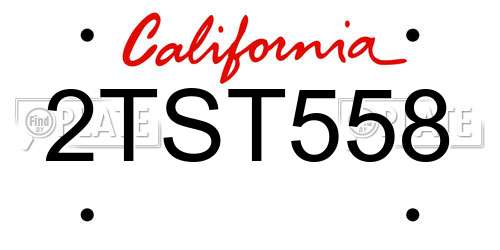 2TST558 California License Plate