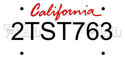 2TST763 California License Plate
