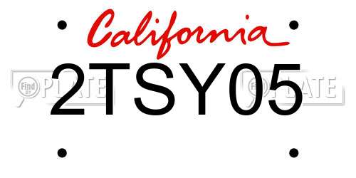 2TSY05 California License Plate