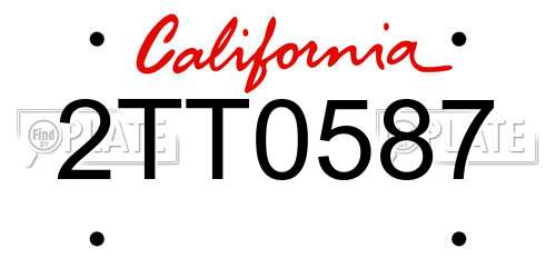 2TT0587 California License Plate