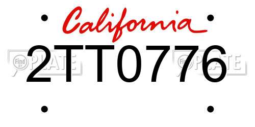 2TT0776 California License Plate