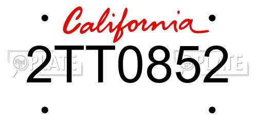 2TT0852 California License Plate