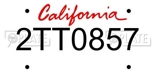 2TT0857 California License Plate
