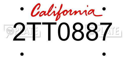 2TT0887 California License Plate