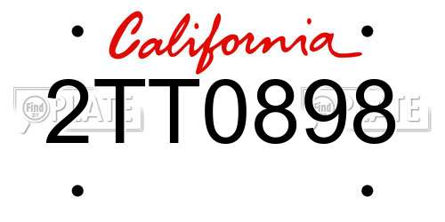 2TT0898 California License Plate