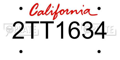 2TT1634 California License Plate