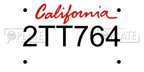 2TT764 California License Plate