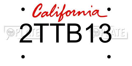 2TTB13 California License Plate