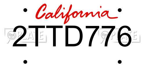 2TTD776 California License Plate