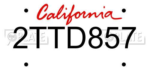 2TTD857 California License Plate
