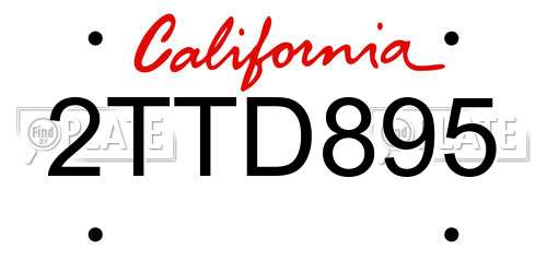 2TTD895 California License Plate