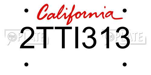 2TTI313 California License Plate