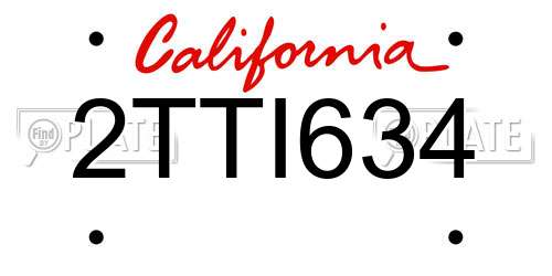 2TTI634 California License Plate