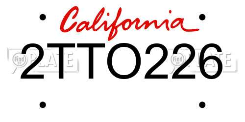 2TTO226 California License Plate